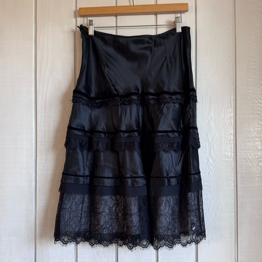 White House Black Market Black Silk Midi Skirt - Picture 2 of 6